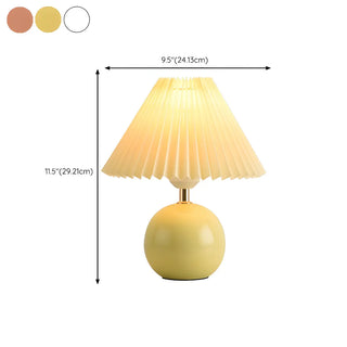 Modern Pleated Cone Shade White Ball Ceramic Table Lamp Zawala #size