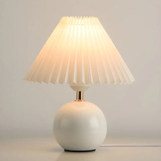 Modern Pleated Cone Shade White Ball Ceramic Table Lamp Zawala Image - 7