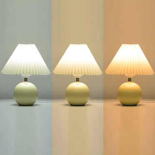 Modern Pleated Cone Shade White Ball Ceramic Table Lamp Zawala Image - 8