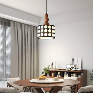 ZOWALA - Retro Cylinder Polka Dot Red Ball Pendant Light Image - 1