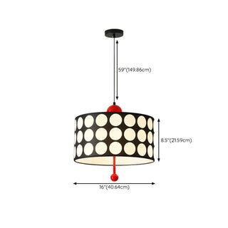 ZOWALA - Retro Cylinder Polka Dot Red Ball Pendant Light #size