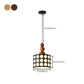 ZOWALA - Retro Cylinder Polka Dot Red Ball Pendant Light Image - 15