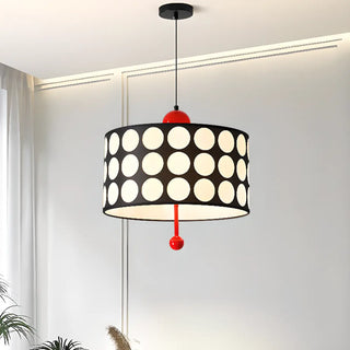 ZOWALA - Retro Cylinder Polka Dot Red Ball Pendant Light Image - 2