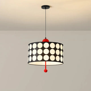 ZOWALA - Retro Cylinder Polka Dot Red Ball Pendant Light Image - 4