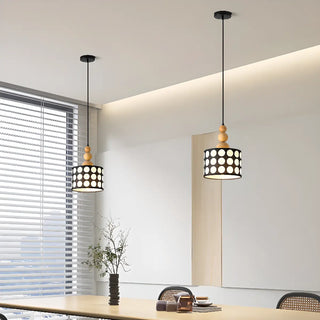 ZOWALA - Retro Cylinder Polka Dot Red Ball Pendant Light Image - 5