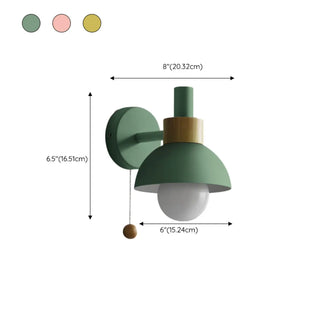 Modern Yellow Dome Study Wall Sconce with Pull Chain Zawala #size