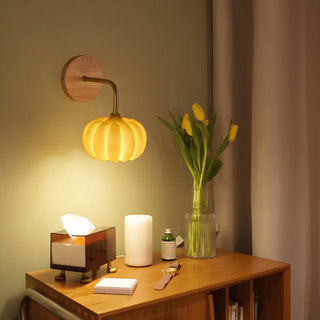Modern Orange Pumpkin Resin LED Wall Sconce Lamp Zawala Image - 1