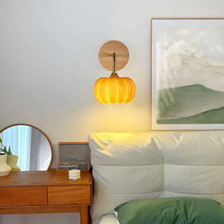 Modern Orange Pumpkin Resin LED Wall Sconce Lamp Zawala Image - 3