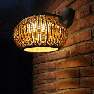 ZOWALA - Modern Rattan Dome Black Wall Light Image - 1