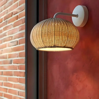 ZOWALA - Modern Rattan Dome Black Wall Light Image - 10