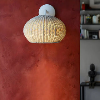 ZOWALA - Modern Rattan Dome Black Wall Light Image - 11