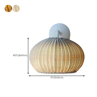 ZOWALA - Modern Rattan Dome Black Wall Light #size