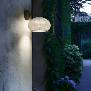 ZOWALA - Modern Rattan Dome Black Wall Light Image - 3