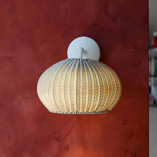 ZOWALA - Modern Rattan Dome Black Wall Light Image - 6