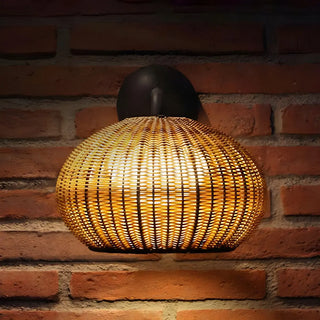 ZOWALA - Modern Rattan Dome Black Wall Light Image - 7