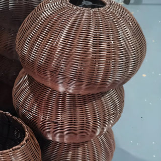 ZOWALA - Modern Rattan Dome Black Wall Light Image - 8
