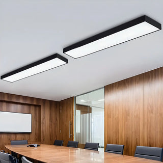 Modern Office Black Rectangle LED Flush Mount Light Zawala Image - 2