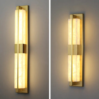 Modern Frosted Glass Gold Long Vertical Wall Sconce Zawala Image - 11