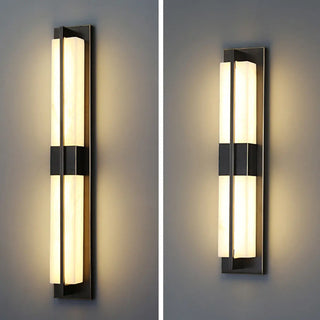 Modern Frosted Glass Gold Long Vertical Wall Sconce Zawala Image - 12