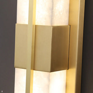 Modern Frosted Glass Gold Long Vertical Wall Sconce Zawala Image - 13