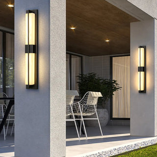 Modern Frosted Glass Gold Long Vertical Wall Sconce Zawala Image - 17