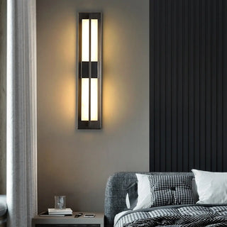 Modern Frosted Glass Gold Long Vertical Wall Sconce Zawala Image - 2