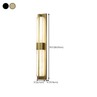 Modern Frosted Glass Gold Long Vertical Wall Sconce Zawala Image - 20