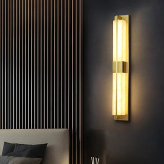 Modern Frosted Glass Gold Long Vertical Wall Sconce Zawala Image - 4