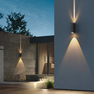 Modern Rectangular Black Outdoor Up Down Wall Light Zawala Image - 1