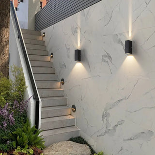Modern Rectangular Black Outdoor Up Down Wall Light Zawala Image - 2