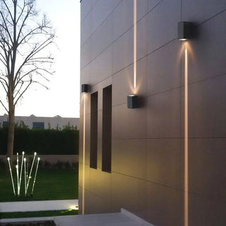 Modern Rectangular Black Outdoor Up Down Wall Light Zawala Image - 3