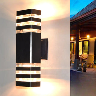 Modern Rectangular Black Outdoor Wall Light Zawala Image - 4