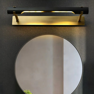 Modern Rectangular Brass Black Finish Vanity Light Zawala Image - 1
