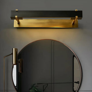Modern Rectangular Brass Black Finish Vanity Light Zawala Image - 2