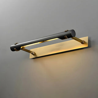 Modern Rectangular Brass Black Finish Vanity Light Zawala Image - 3