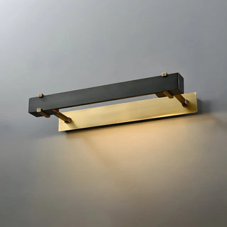 Modern Rectangular Brass Black Finish Vanity Light Zawala Image - 4
