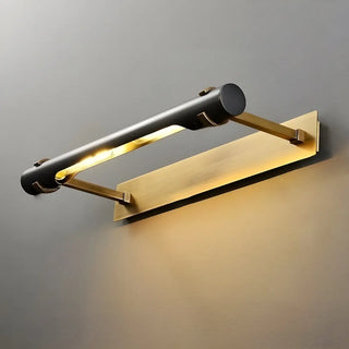 Modern Rectangular Brass Black Finish Vanity Light Zawala Image - 5