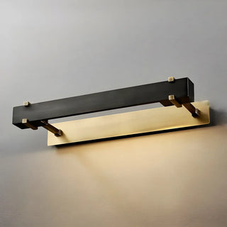 Modern Rectangular Brass Black Finish Vanity Light Zawala Image - 6