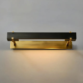 Modern Rectangular Brass Black Finish Vanity Light Zawala Image - 7