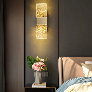 Contemporary Gold Crystal Rectangular Wall Sconce Zawala Image - 1