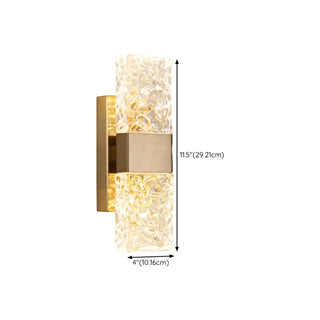 Contemporary Gold Crystal Rectangular Wall Sconce Zawala #size