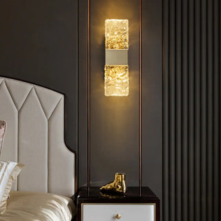 Contemporary Gold Crystal Rectangular Wall Sconce Zawala Image - 2