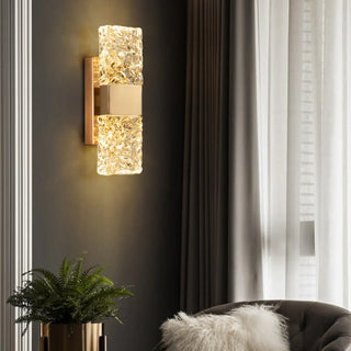 Contemporary Gold Crystal Rectangular Wall Sconce Zawala Image - 3