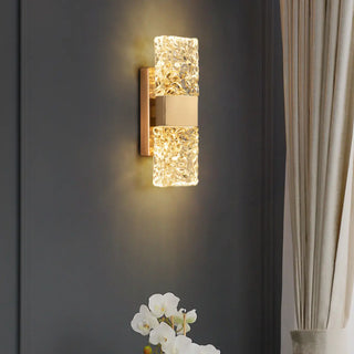 Contemporary Gold Crystal Rectangular Wall Sconce Zawala Image - 4
