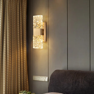 Contemporary Gold Crystal Rectangular Wall Sconce Zawala Image - 5