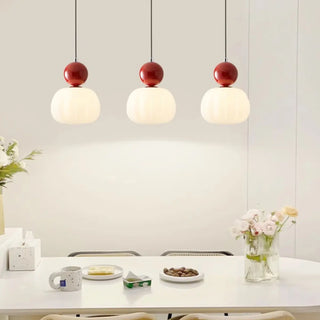 Modern Dome Metal Pendant Dining Room Red Large 3-Light Zawala Image - 1