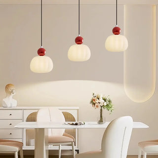 Modern Dome Metal Pendant Dining Room Red Large 3-Light Zawala Image - 3