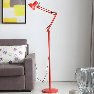 Red Dome Adjustable Metal Swing Arm LED Floor Lamp Zawala Image - 1
