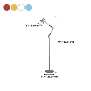 Red Dome Adjustable Metal Swing Arm LED Floor Lamp Zawala #size