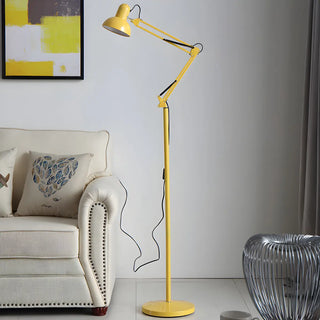 Red Dome Adjustable Metal Swing Arm LED Floor Lamp Zawala Image - 2